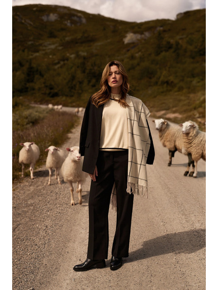 Moodo Șal în carouri alb Moodo