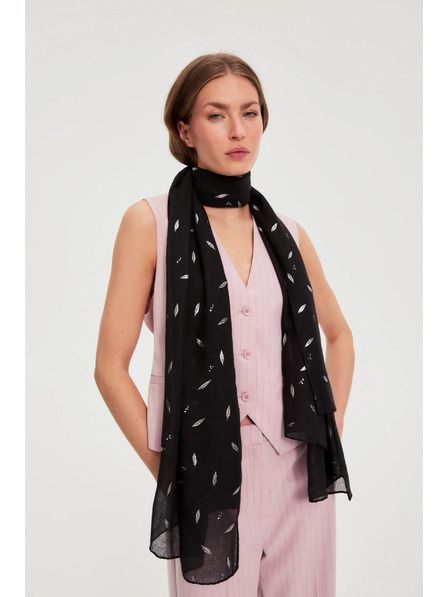 Moodo Șal cu imprimeu metalic negru Moodo