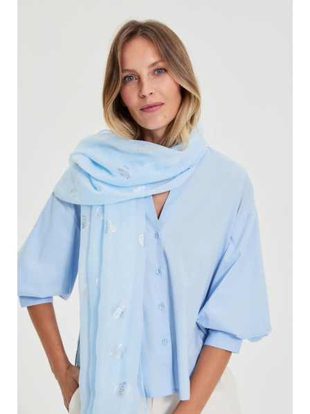 Moodo Șal cu imprimeu metalic albastru Moodo