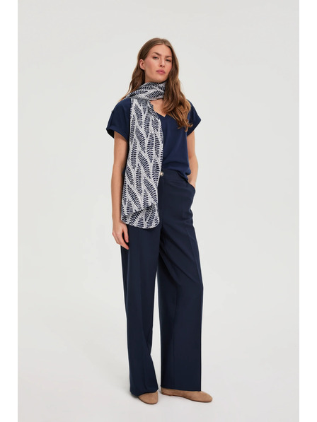 Moodo Șal cu model vegetal albastru închis Moodo