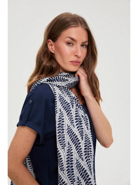 Moodo Șal cu model vegetal albastru închis Moodo
