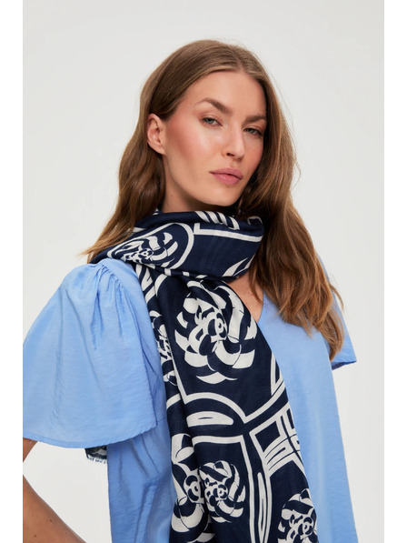 Moodo Șal cu model floral albastru închis Moodo