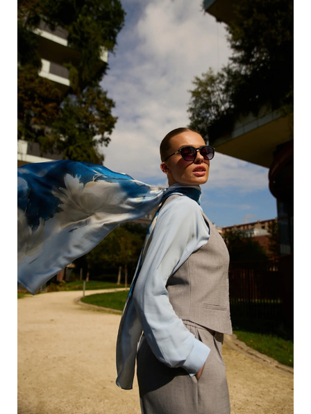 Moodo Șal cu model floral albastru deschis Moodo