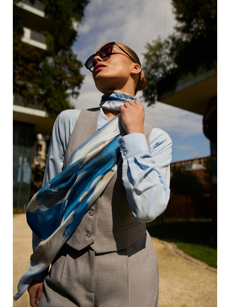 Moodo Șal cu model floral albastru deschis Moodo