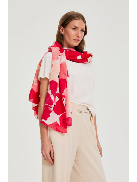 Moodo Șal cu model floral roșu Moodo