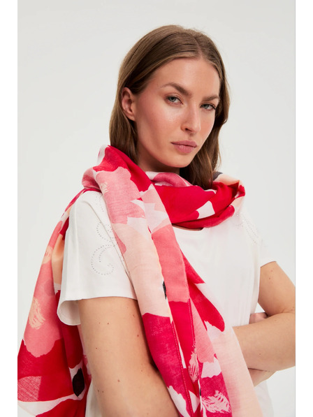 Moodo Șal cu model floral roșu Moodo