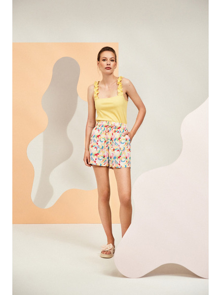 Moodo Pantaloni scurți violet cu imprimeu Moodo