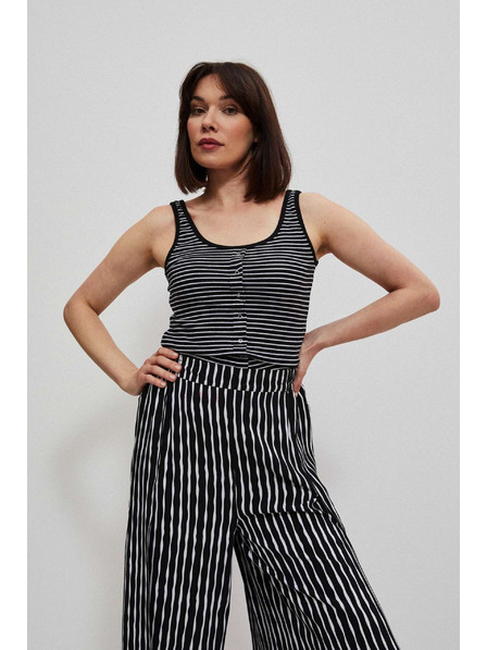 Moodo Top în dungi negru-alb cu nasturi Moodo