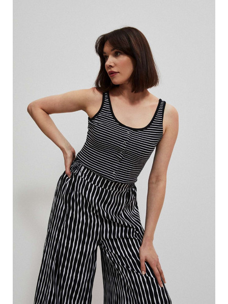 Moodo Top în dungi negru-alb cu nasturi Moodo