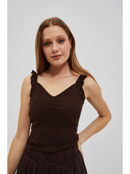 Moodo Top maro închis cu bretele decorative Moodo