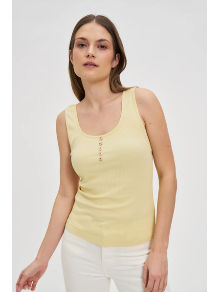 Moodo Top nervurat cu nasturi galben Moodo