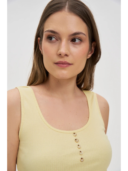 Moodo Top nervurat cu nasturi galben Moodo