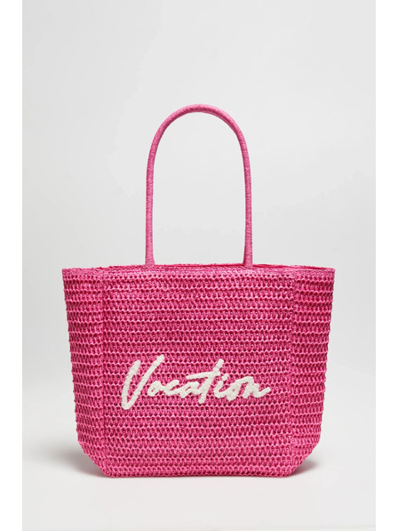 Moodo Geantă tricotată cu inscripție roz Moodo