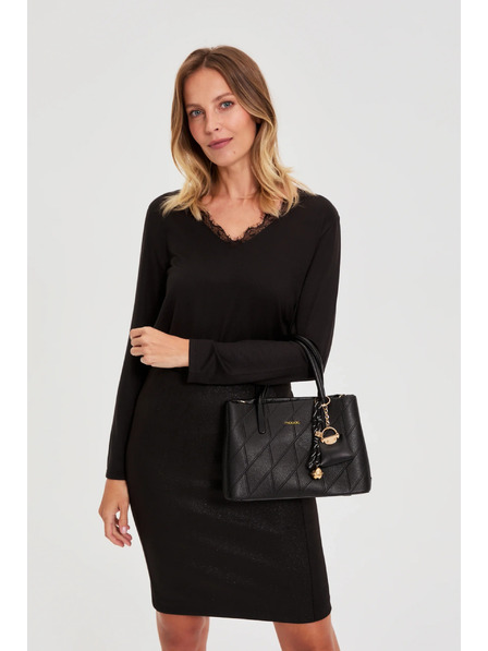 Moodo Geantă neagră cu pandantiv Moodo