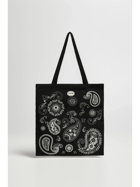 Moodo Geantă de cumpărături neagră cu imprimeu Moodo