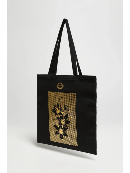 Moodo Geantă de cumpărături neagră cu imprimeu Moodo