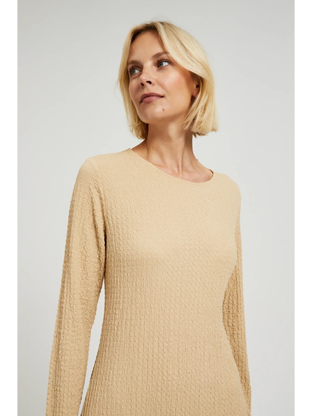 Moodo Rochie midi bej cu mânecă lungă Moodo