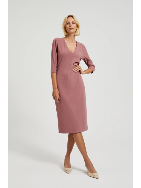 Moodo Rochie netedă cu decolteu în V roz pudrat Moodo