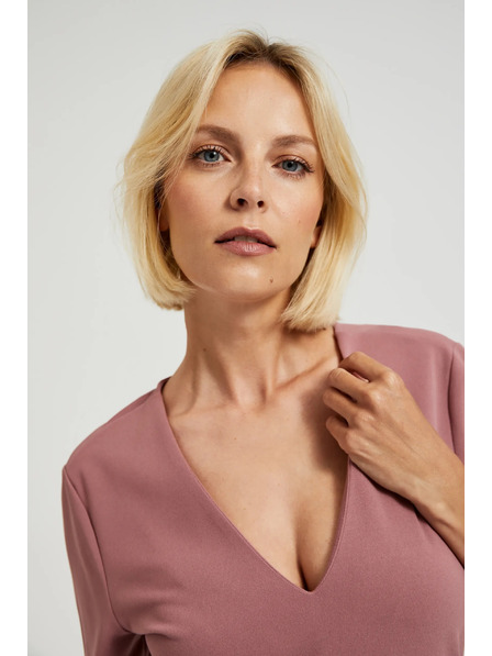 Moodo Rochie netedă cu decolteu în V roz pudrat Moodo