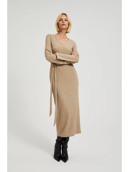Moodo Rochie midi nervurată bej Moodo