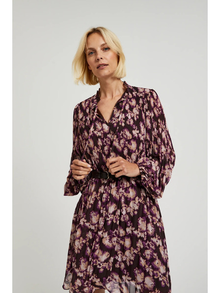 Moodo Rochie plisată cu centură maro Moodo