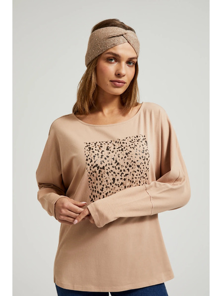 Moodo Bandă de cap bej decorată cu paiete Moodo