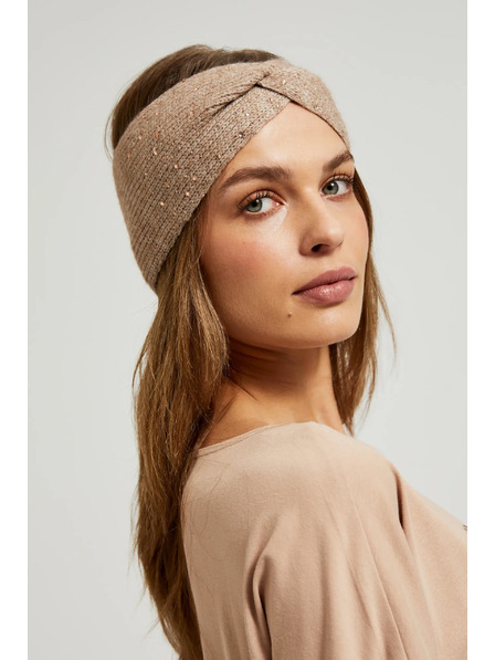 Moodo Bandă de cap bej decorată cu paiete Moodo