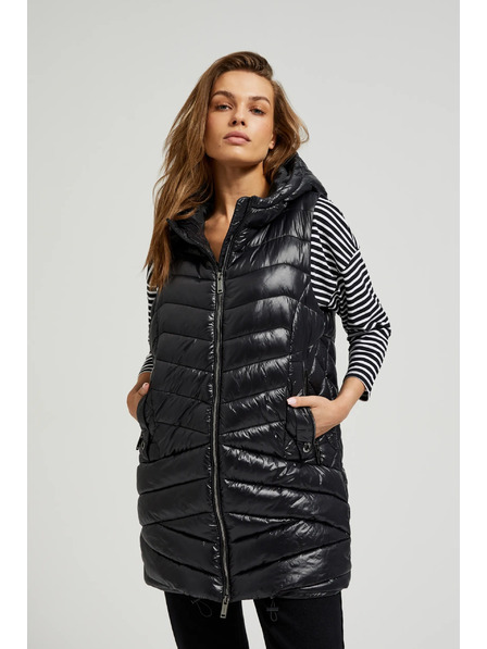 Moodo Vestă matlasată cu fermoar neagră Moodo