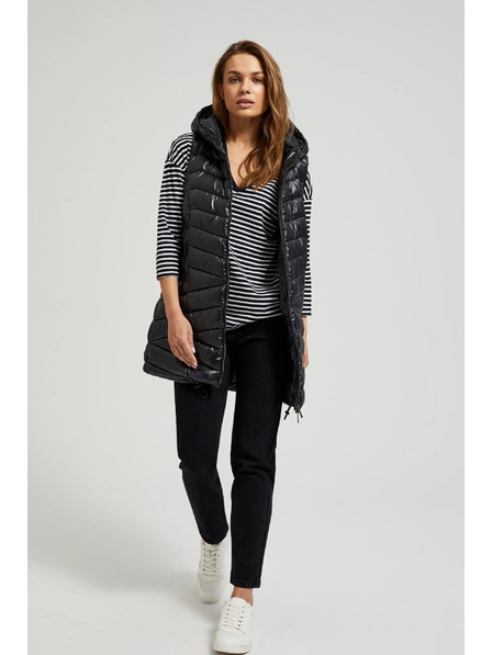 Moodo Vestă matlasată cu fermoar neagră Moodo