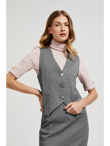 Moodo Vestă elegantă gri cu nasturi argintii Moodo