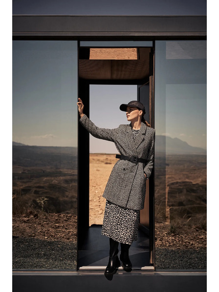 Moodo Palton în model de os de pește negru Moodo