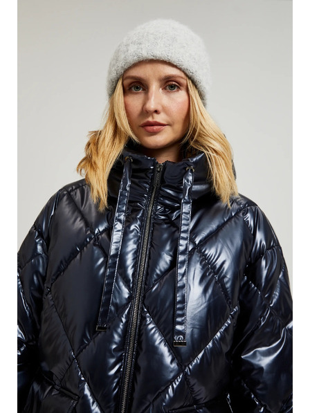 Moodo Jachetă matlasată metalică cu glugă albastru închis Moodo