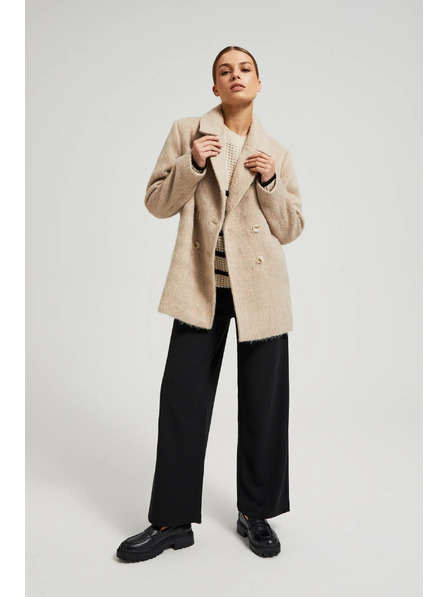 Moodo Palton dublu cu guler bej Moodo