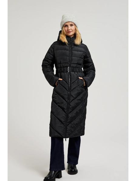 Moodo Jachetă matlasată cu curea, neagră Moodo