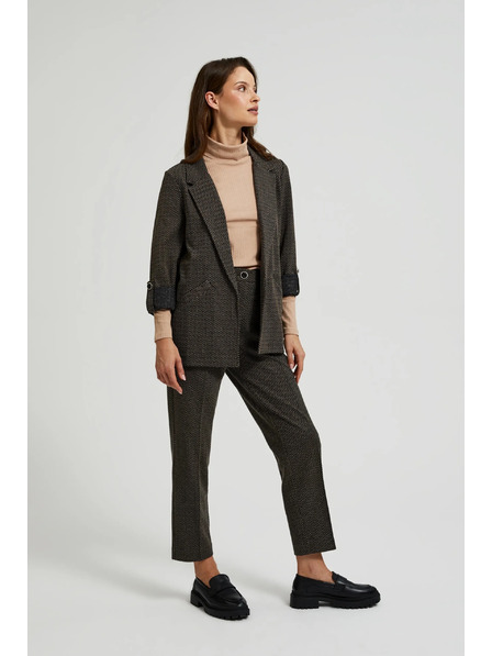 Moodo Sacou negru decorat cu fir metalic și mâneci răsucite Moodo