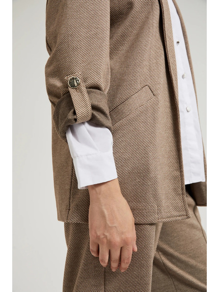 Moodo Sacou cu mâneci răsucite bej Moodo