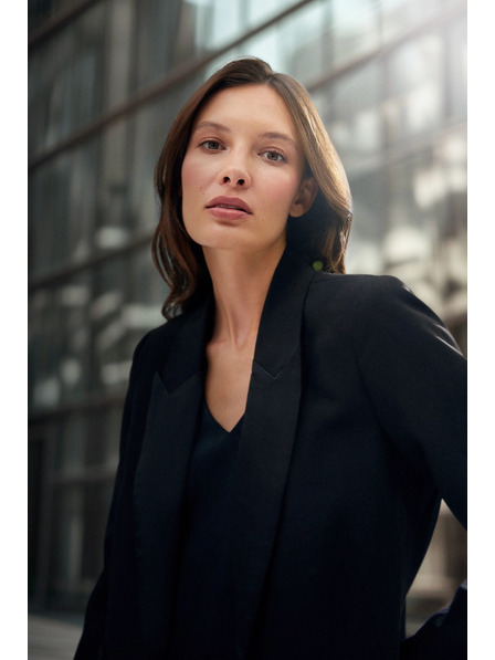 Moodo Sacou elegant negru cu revere decorative Moodo