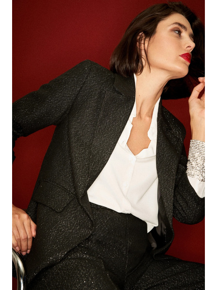 Moodo Sacou cu mânecă trei sferturi negru Moodo