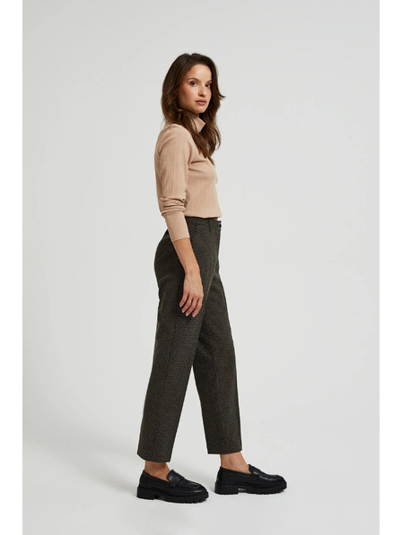 Moodo Pantaloni tip țigară decorați cu fir metalic, negri Moodo