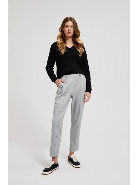 Moodo Pantaloni netezi drepți cu nasturi, gri Moodo