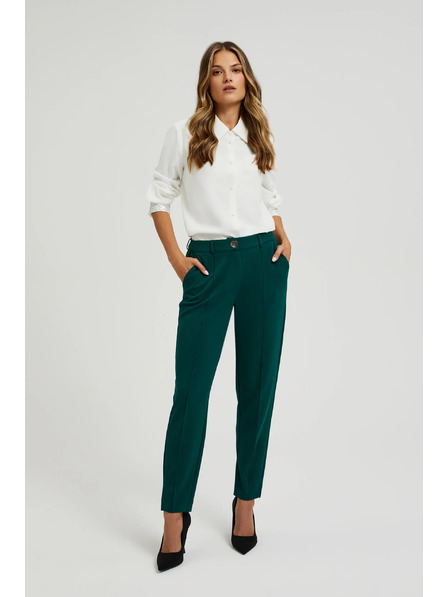 Moodo Pantaloni verzi drepți în carouri Moodo