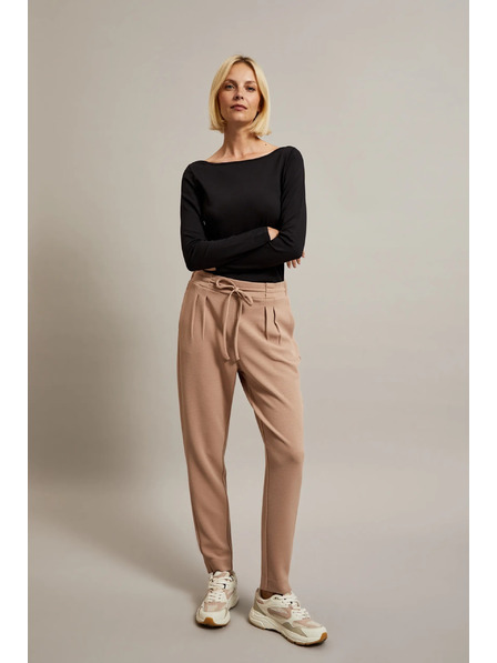Moodo Pantaloni bej cu șiret Moodo