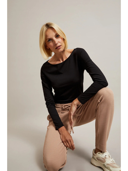 Moodo Pantaloni bej cu șiret Moodo