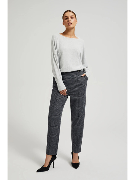Moodo Pantaloni în carouri gri cu picior drept Moodo