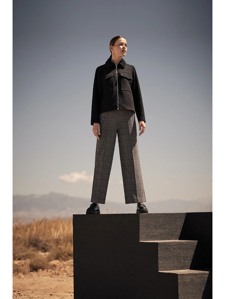 Moodo Pantaloni gri drepți în carouri Moodo