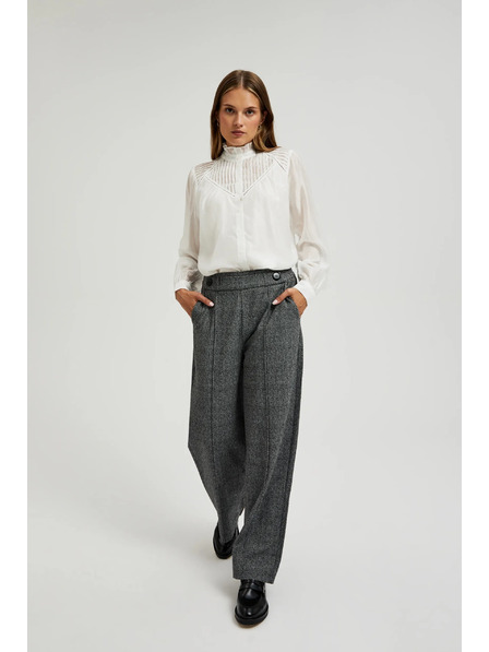 Moodo Pantaloni gri drepți în carouri Moodo