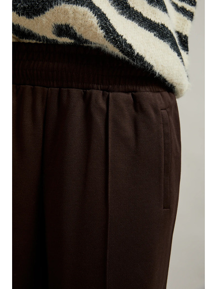 Moodo Pantaloni maro cu talie largă și elastic în talie Moodo