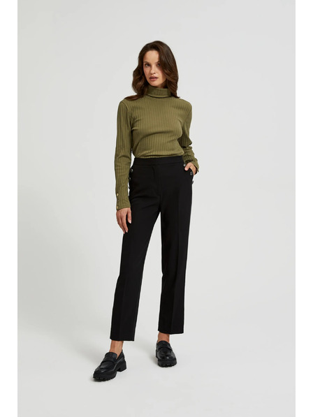 Moodo Pantaloni negri cu nasturi decorativi pe buzunare Moodo