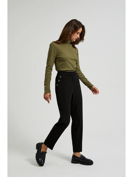 Moodo Pantaloni negri cu nasturi decorativi pe buzunare Moodo