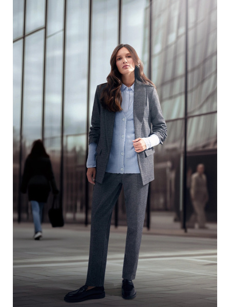 Moodo Pantaloni țigară cu buzunare negri Moodo